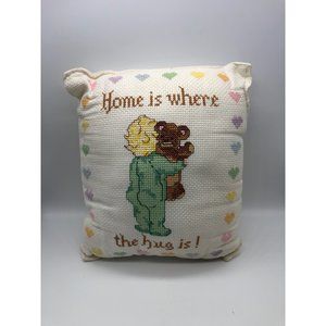 Charmin Cross Stitch Childs Pillow Home is where the heart is Vintage 1986